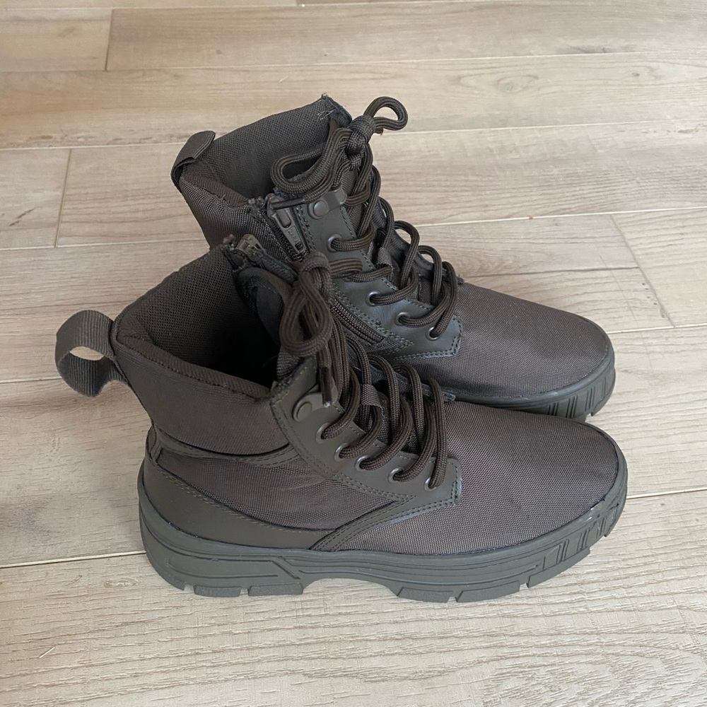 3.5 Kids Zara Boys Nylon Boots Green Brown
